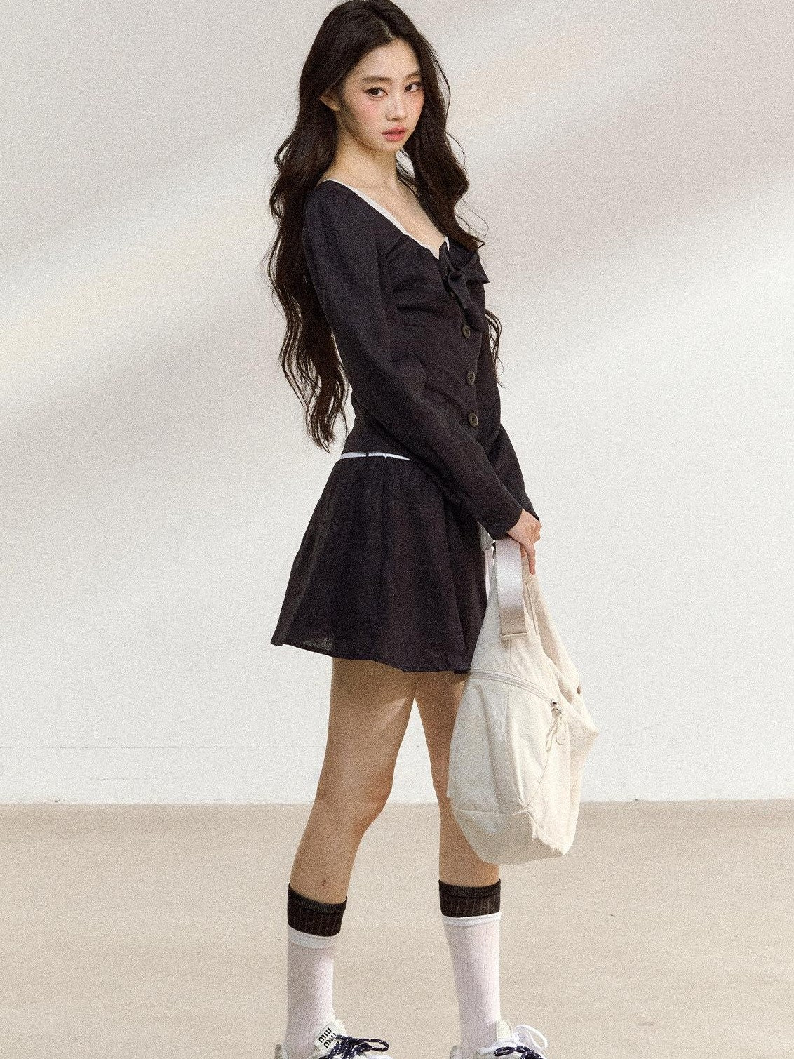 7Shiftin Long Sleeve Cinched Waist Casual Women&