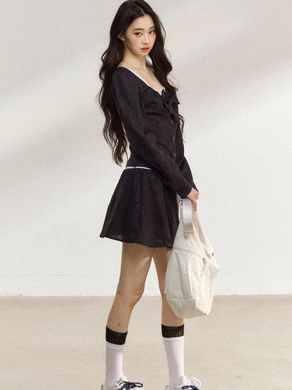 7Shiftin Long Sleeve Cinched Waist Casual Women&