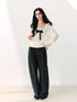 7Shiftin Minimal Casual Bow Cutout Two Piece Waist Cinch Women&