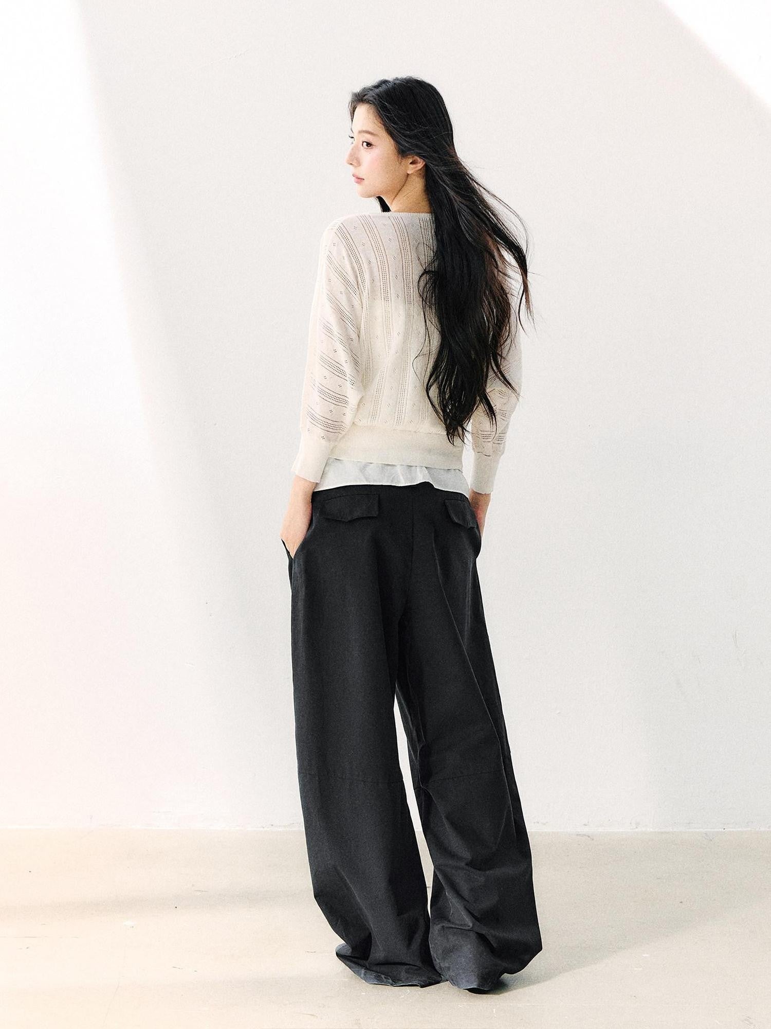 7Shiftin Minimal Casual Bow Cutout Two Piece Waist Cinch Women&