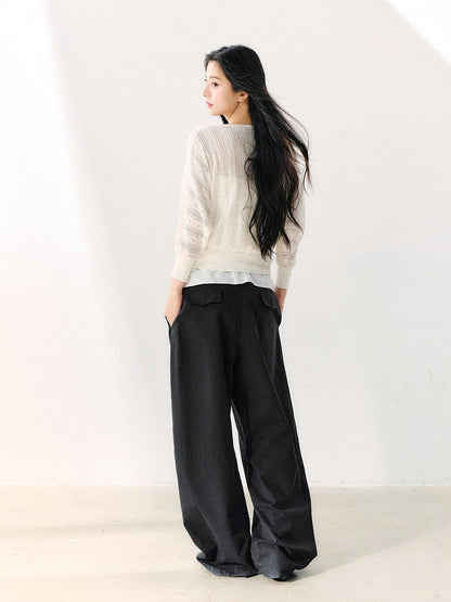 7Shiftin Minimal Casual Bow Cutout Two Piece Waist Cinch Women&