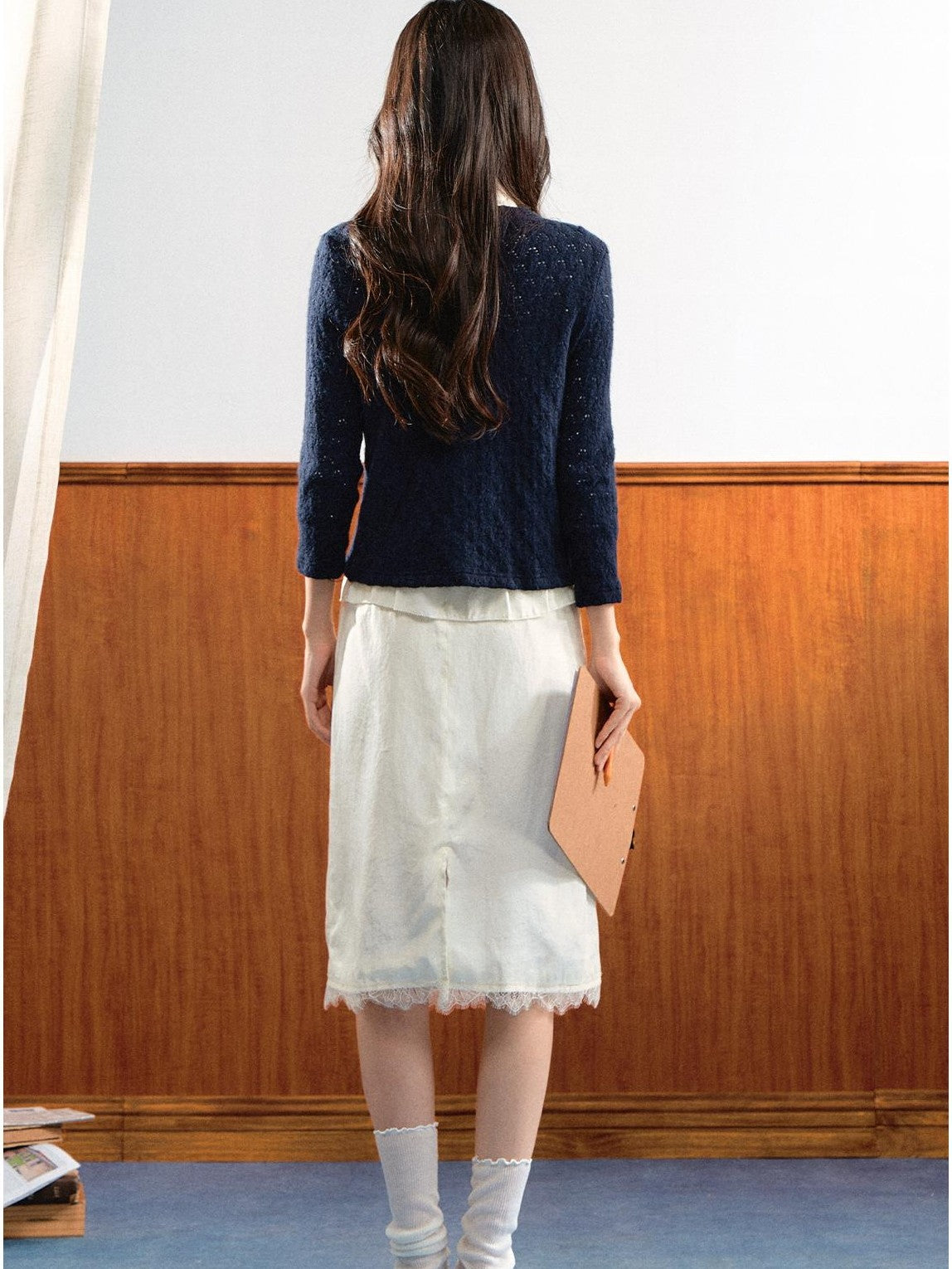 7Shiftin Minimalist Single Row Button Long Sleeve Loose Knit Women&