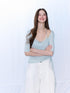 7Shiftin Mist Green Square Neck Tie Waist Slimming Women&