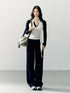 7Shiftin Navy Folded Waist Low Rise Drapey Women&