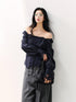 7Shiftin Navy Polka Dot Faux Two Piece Square Neck Knit Women&