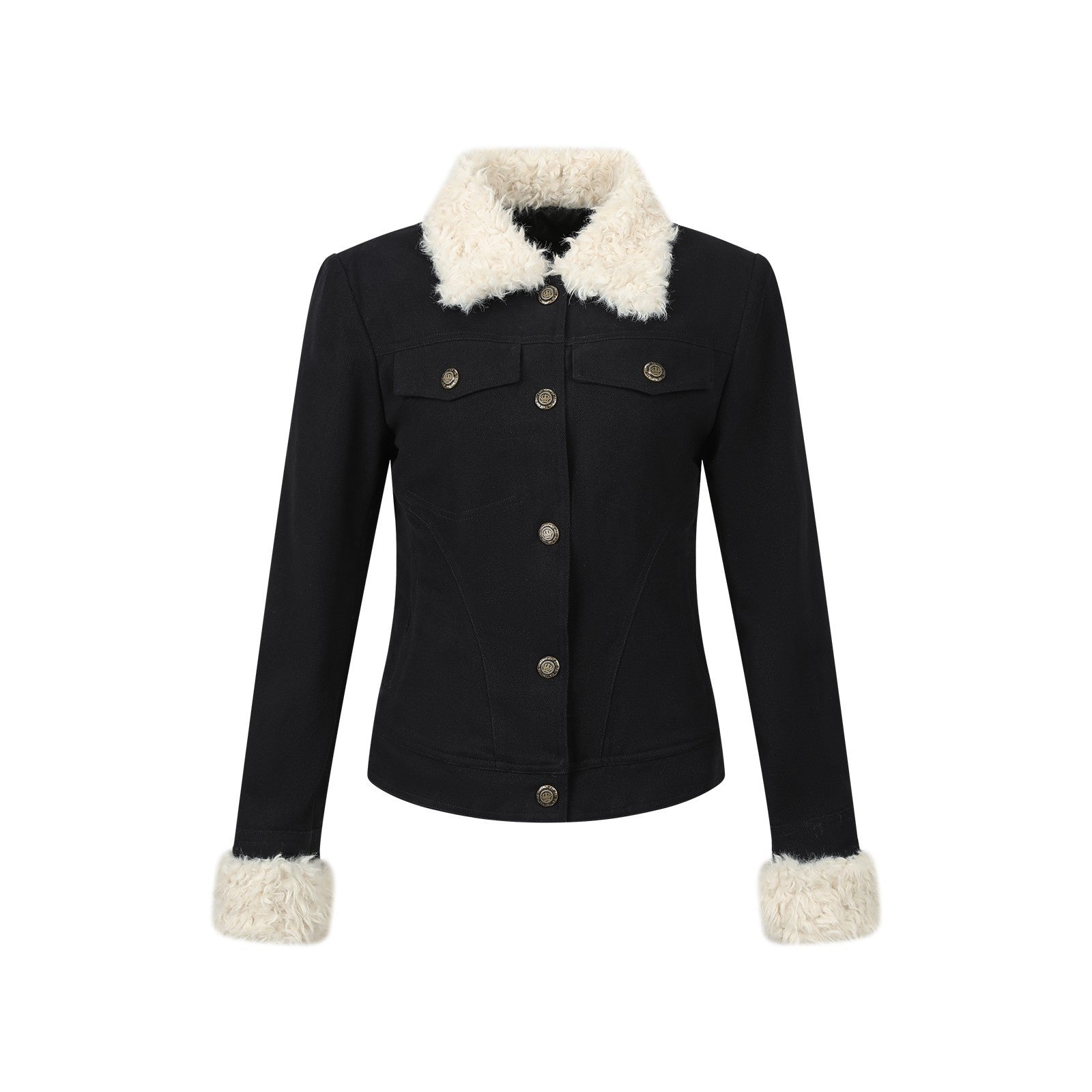 7Shiftin_Navy_Quilted_Slim_Fit_Faux_Fur_Collar_Button_Front_Women&
