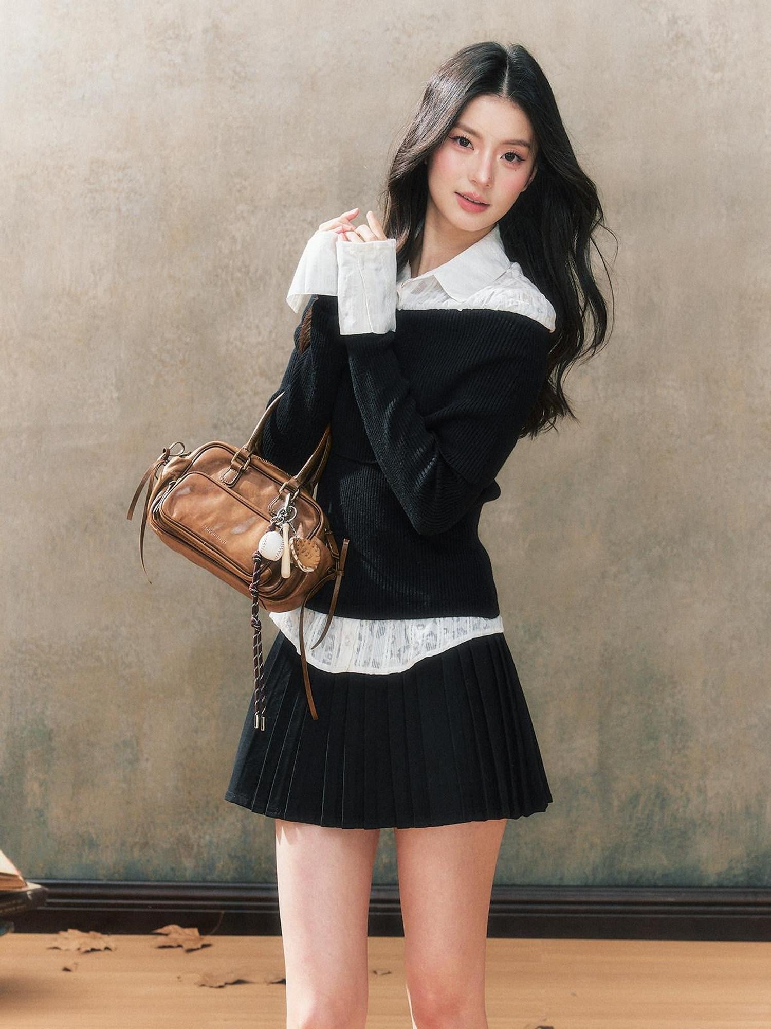 7Shiftin Off Shoulder Faux Two Piece Spliced Slim Short Women&