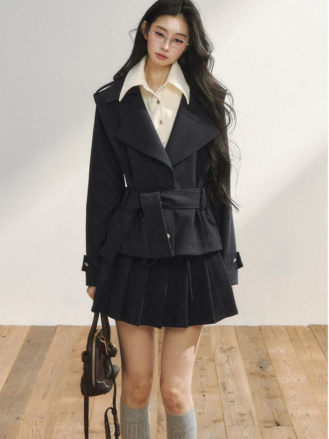 7Shiftin Padded Blazer Faux Two Piece College Style Women&