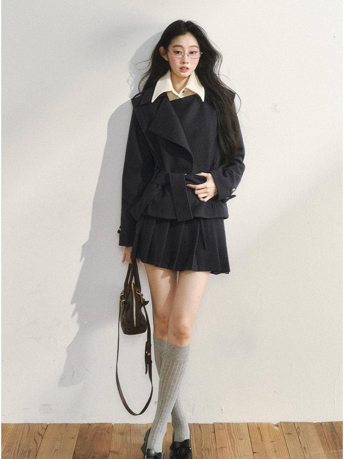7Shiftin Padded Blazer Faux Two Piece College Style Women&