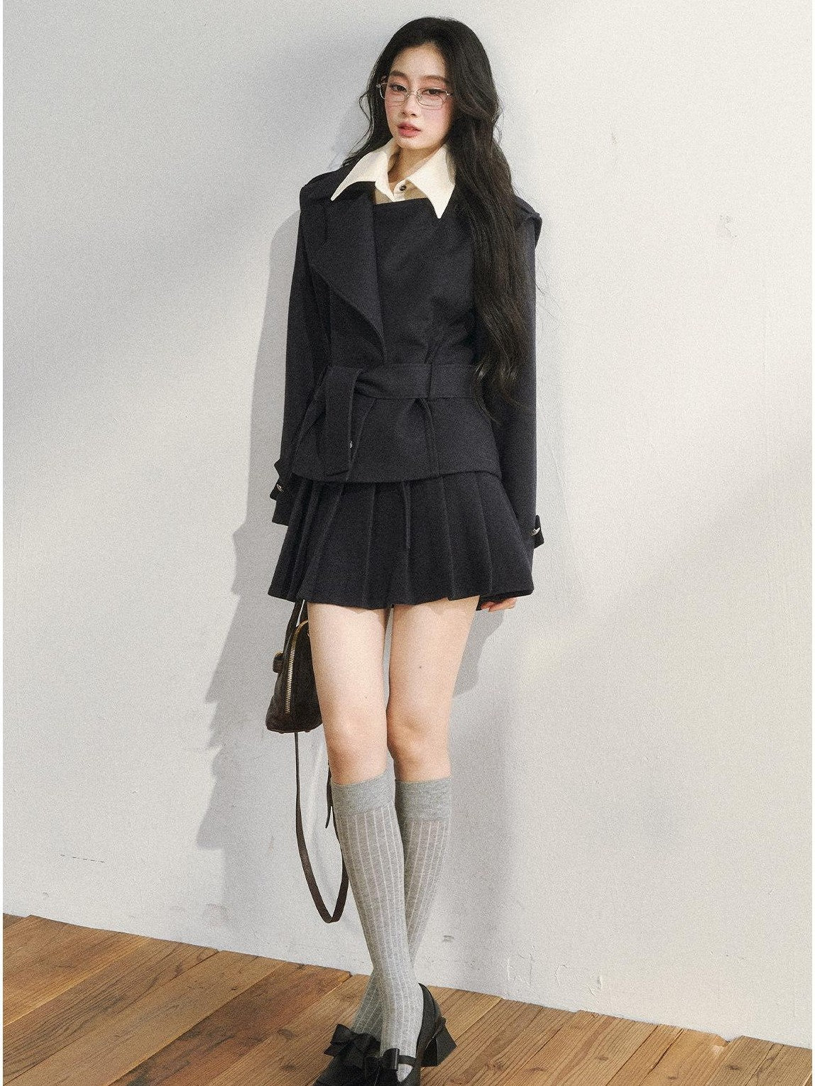 7Shiftin Padded Blazer Faux Two Piece College Style Women&