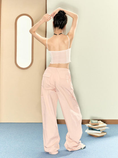 7Shiftin Pink Cami Bandeau Loose Drawstring Pants Women&