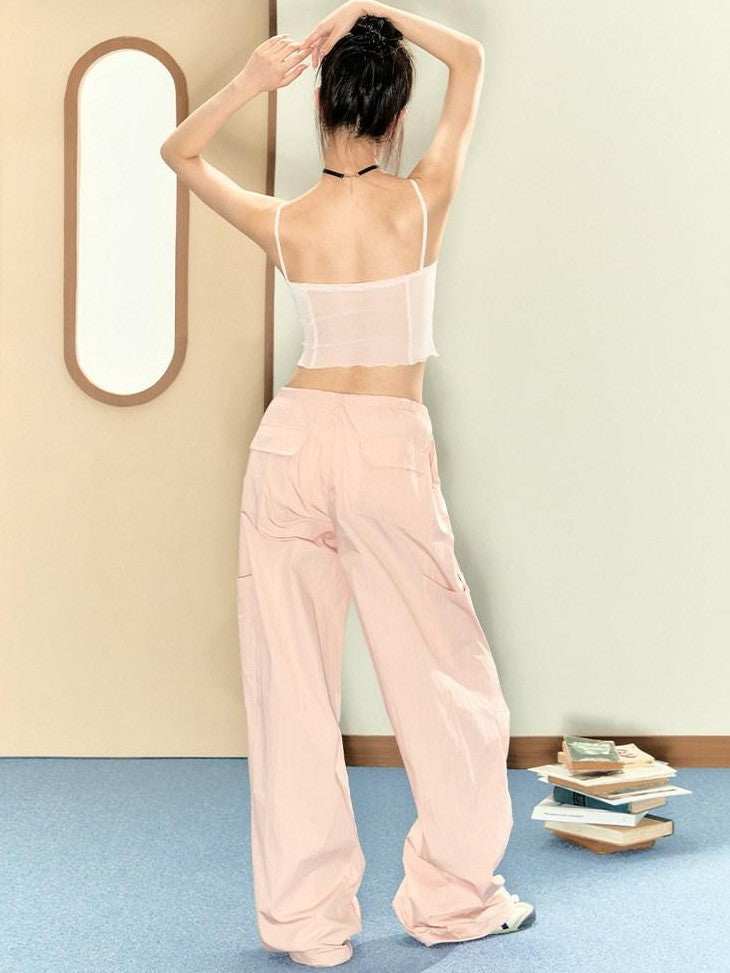 7Shiftin Pink Cami Bandeau Loose Drawstring Pants Women&