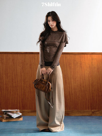 7Shiftin Plaid Colorblock Patchwork Waist Drapey Women&
