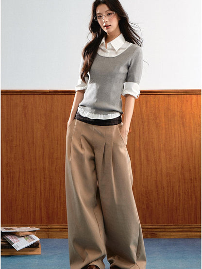7Shiftin Plaid Colorblock Patchwork Waist Drapey Women&