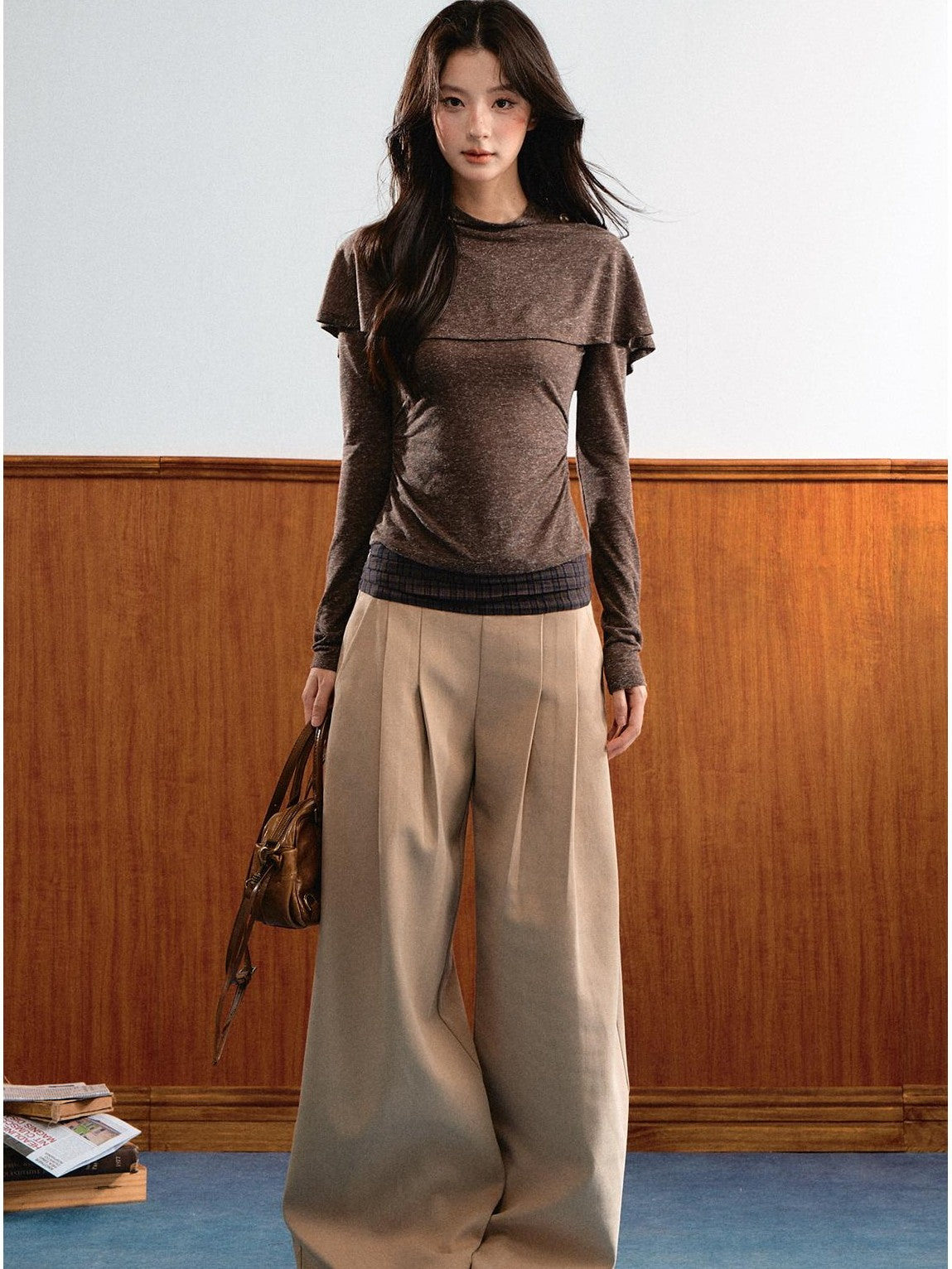 7Shiftin Plaid Colorblock Patchwork Waist Drapey Women&