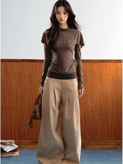 7Shiftin Plaid Colorblock Patchwork Waist Drapey Women&