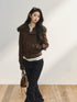 7Shiftin Plush Zippered Lapel Cinched Waist Long Sleeve Women&