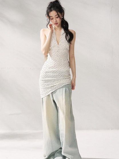 7Shiftin Polka Dot Halter Neck Women&