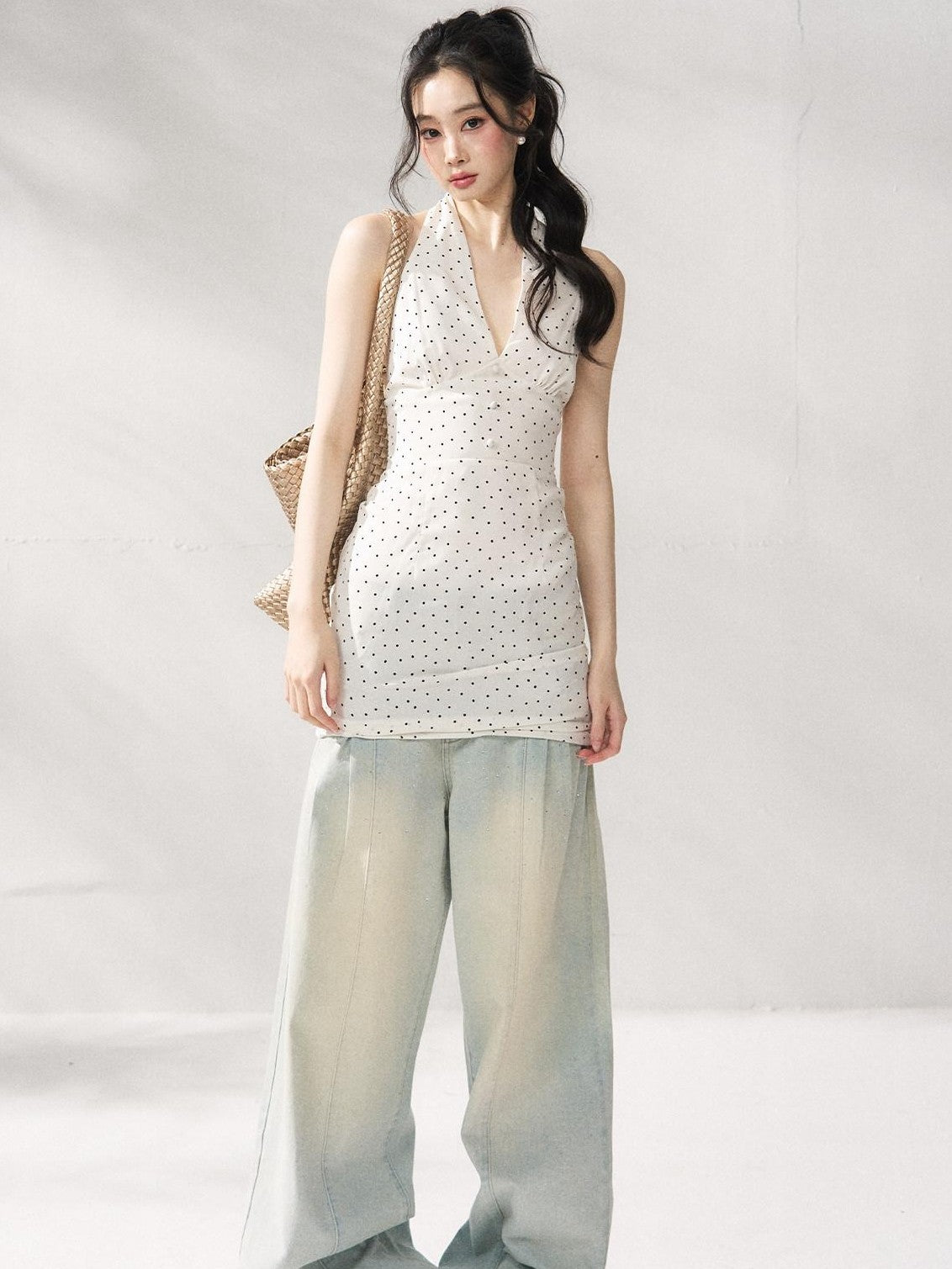 7Shiftin Polka Dot Halter Neck Women&