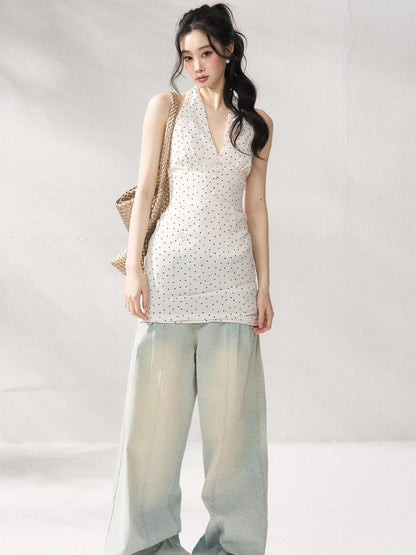7Shiftin Polka Dot Halter Neck Women&