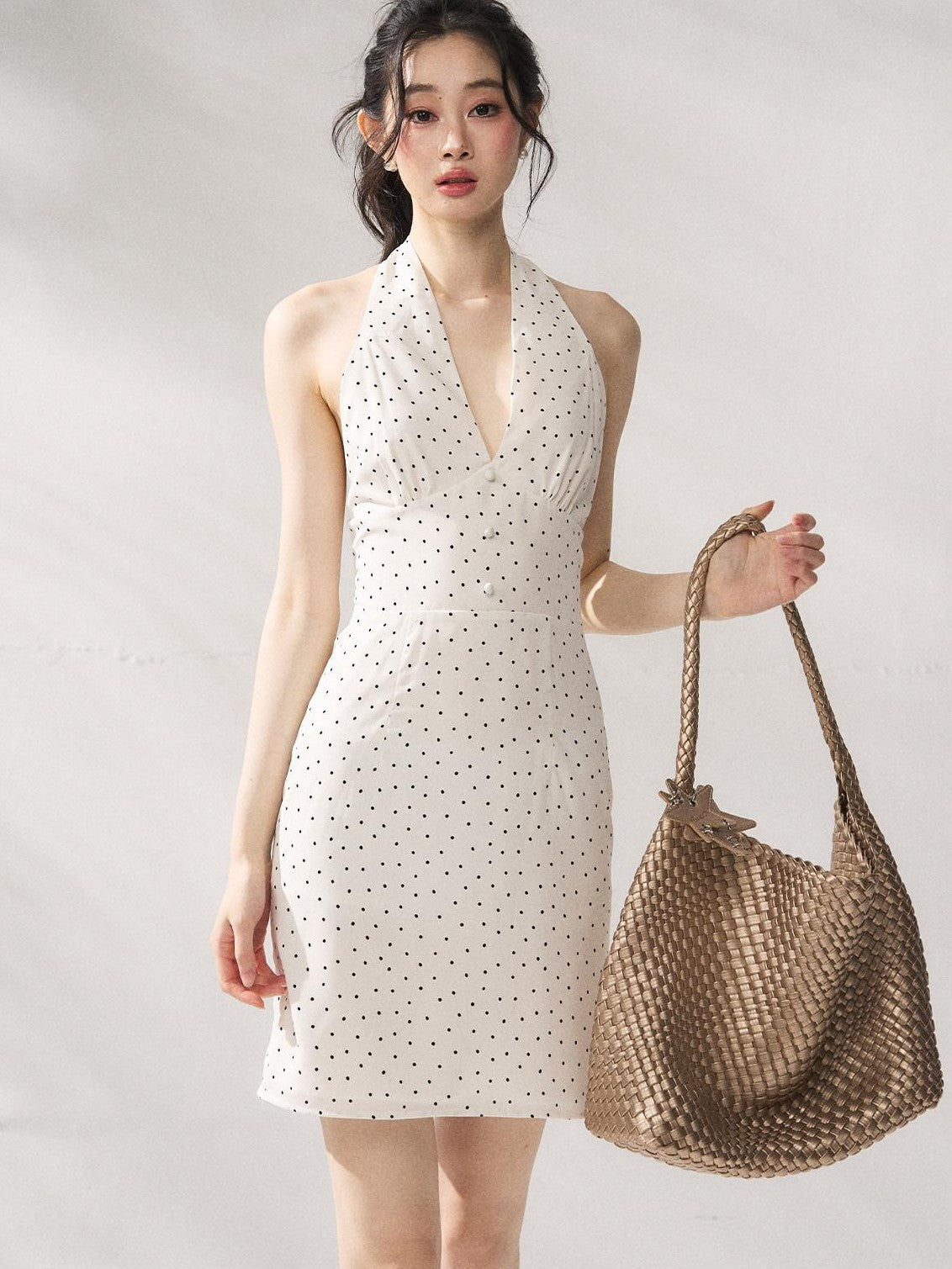7Shiftin Polka Dot Halter Neck Women&