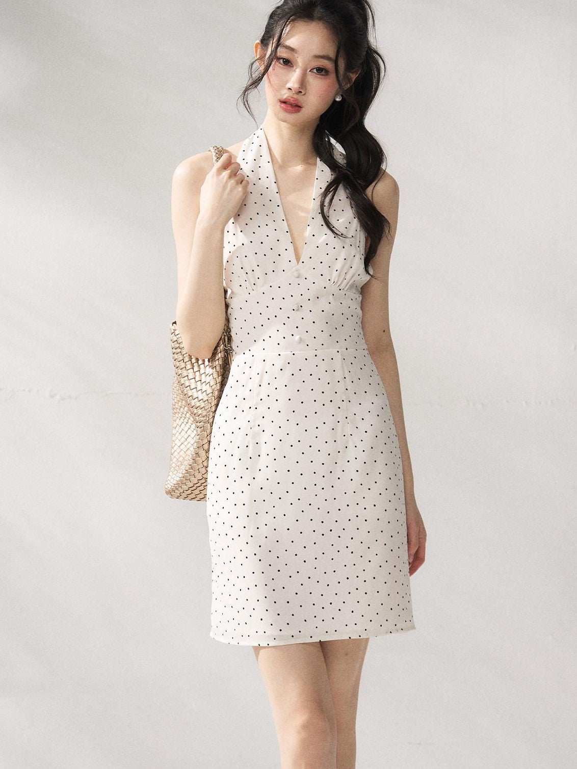 7Shiftin Polka Dot Halter Neck Women&
