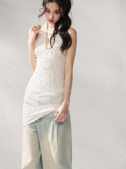 7Shiftin Polka Dot Halter Neck Women&