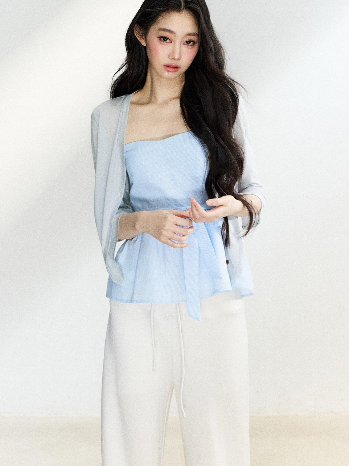 7Shiftin Polka Dot Knit Cardigan Slim Fit Two Piece Women&