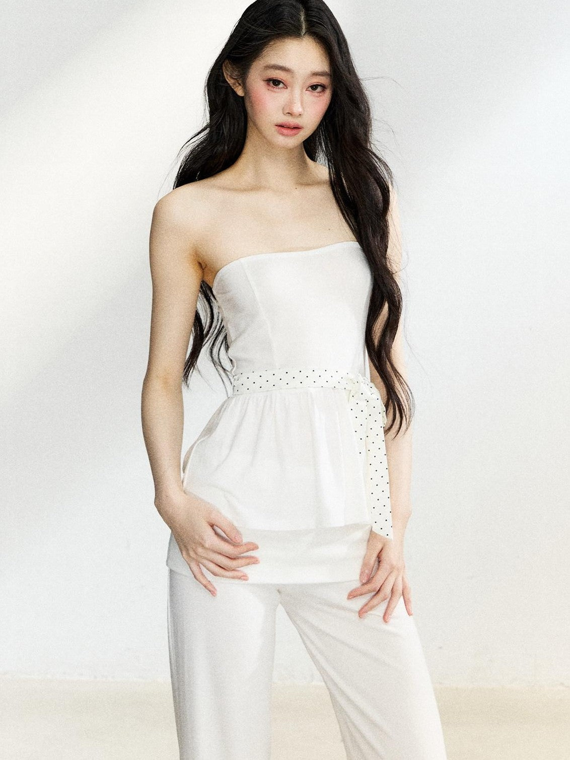 7Shiftin Polka Dot Knit Cardigan Slim Fit Two Piece Women&