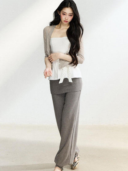 7Shiftin Polka Dot Knit Cardigan Slim Fit Two Piece Women&