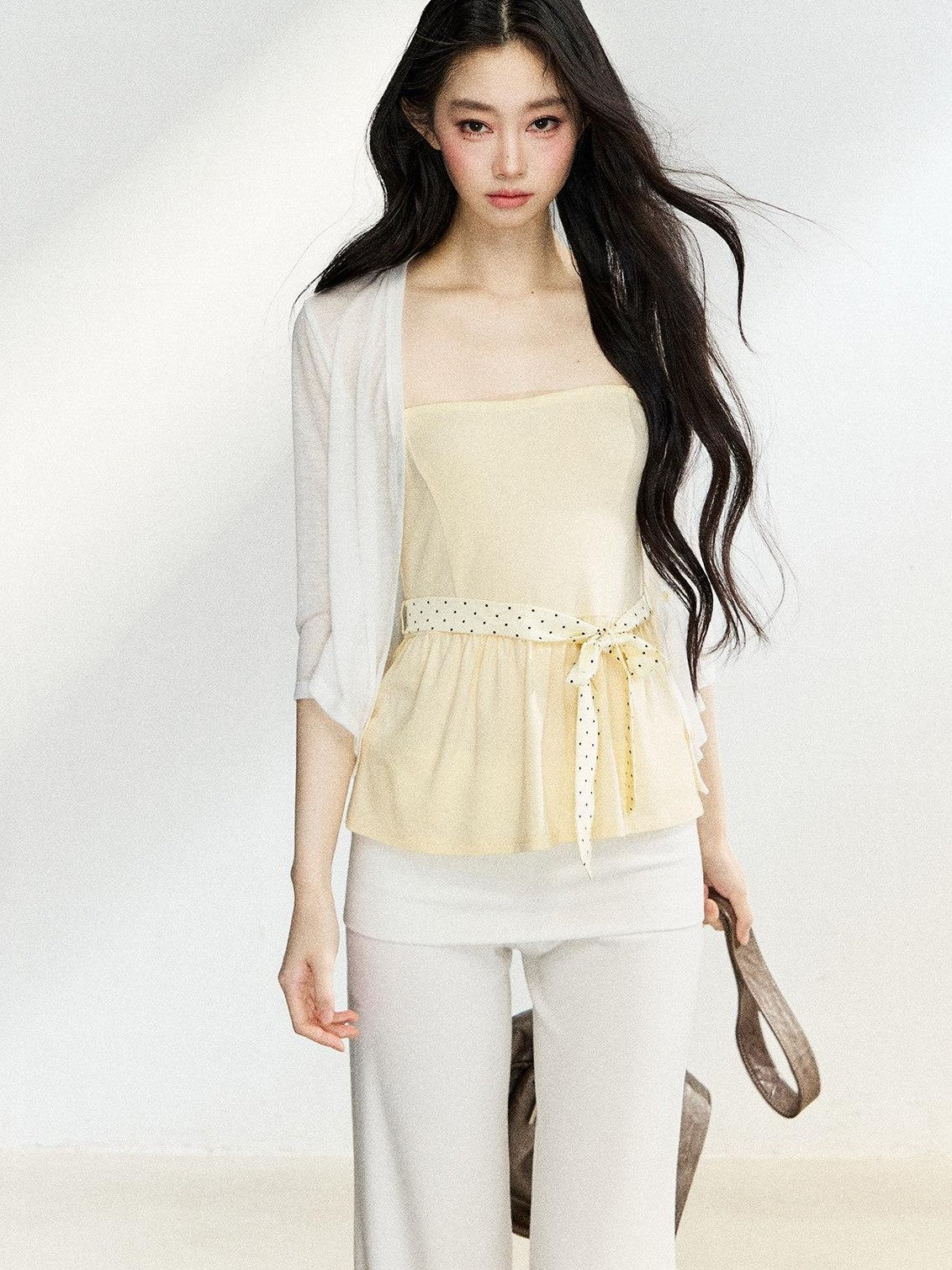 7Shiftin Polka Dot Knit Cardigan Slim Fit Two Piece Women&
