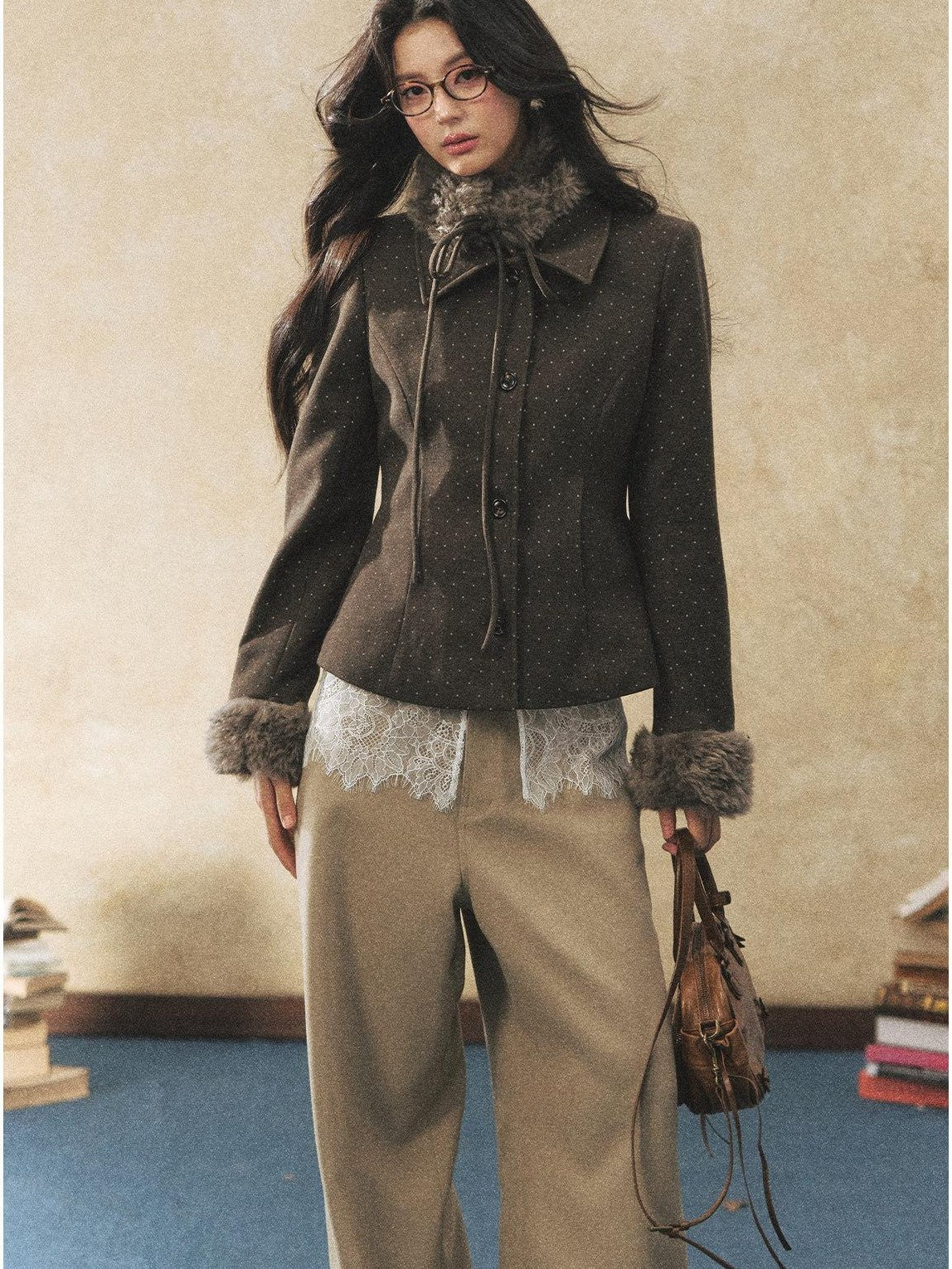 7Shiftin Polka Dot Slim Fit Two Piece Lapel Women&