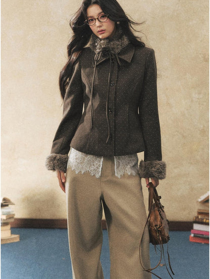 7Shiftin Polka Dot Slim Fit Two Piece Lapel Women&