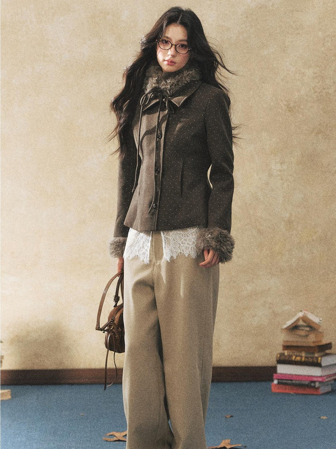 7Shiftin Polka Dot Slim Fit Two Piece Lapel Women&