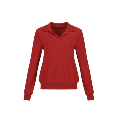 7Shiftin_Red_Polo_Collar_Fitted_Waist_Crew_Neck_Blue_Lined_Women&