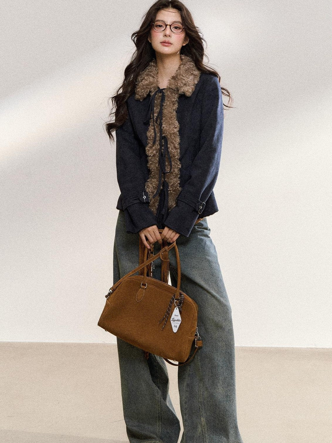 7Shiftin Retro Fur Collar Slim Fit Women&