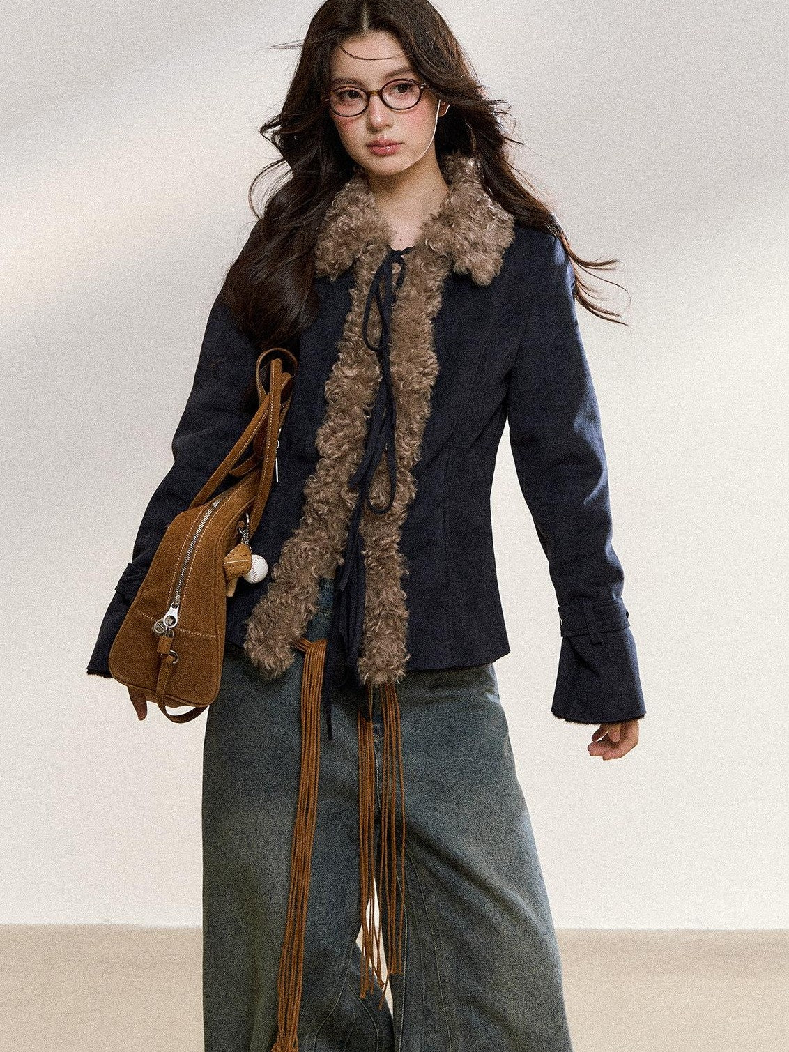 7Shiftin Retro Fur Collar Slim Fit Women&