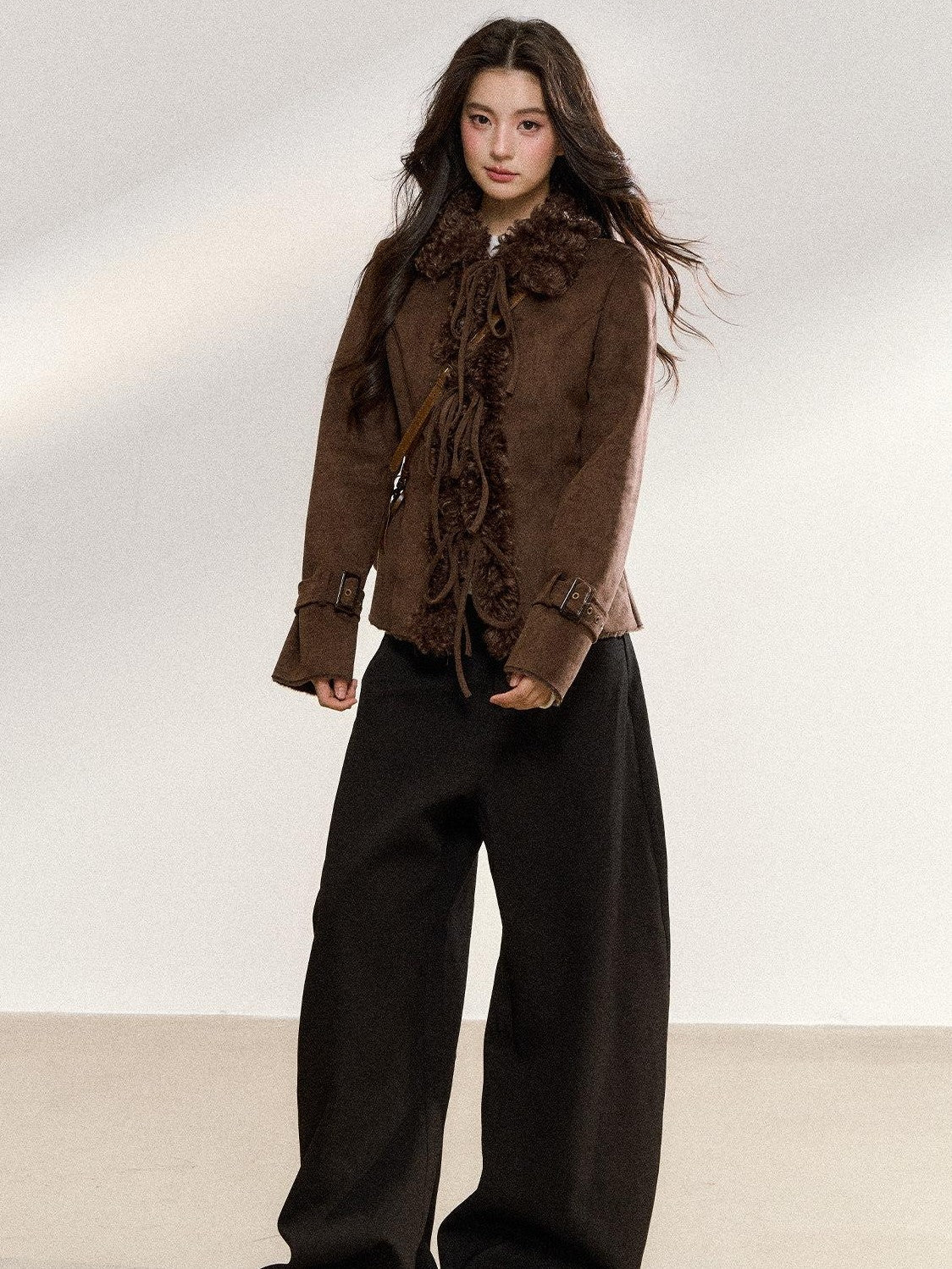7Shiftin Retro Fur Collar Slim Fit Women&