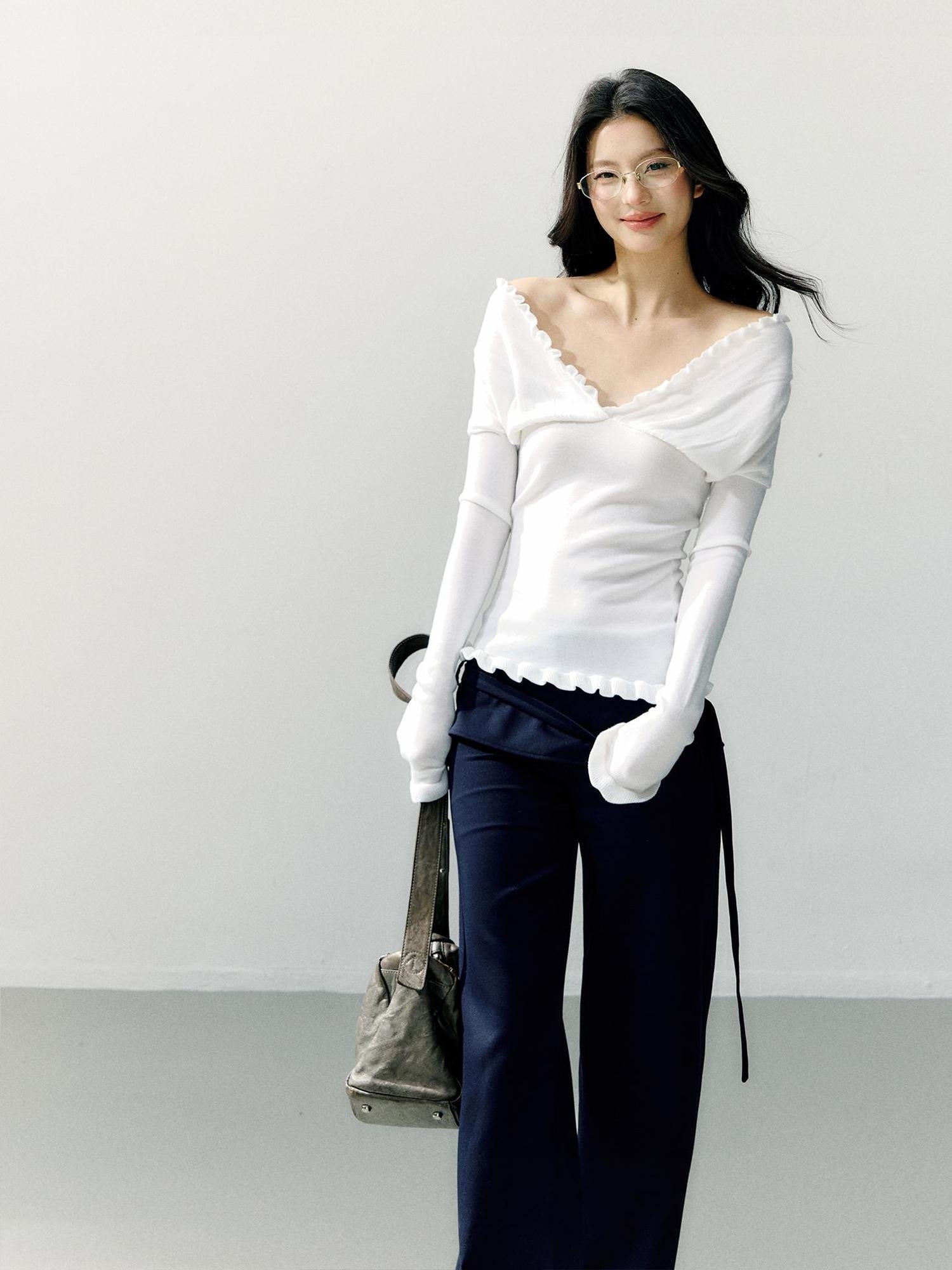 7Shiftin Ruffle Edge Waist Cinched Slim Fit Women&