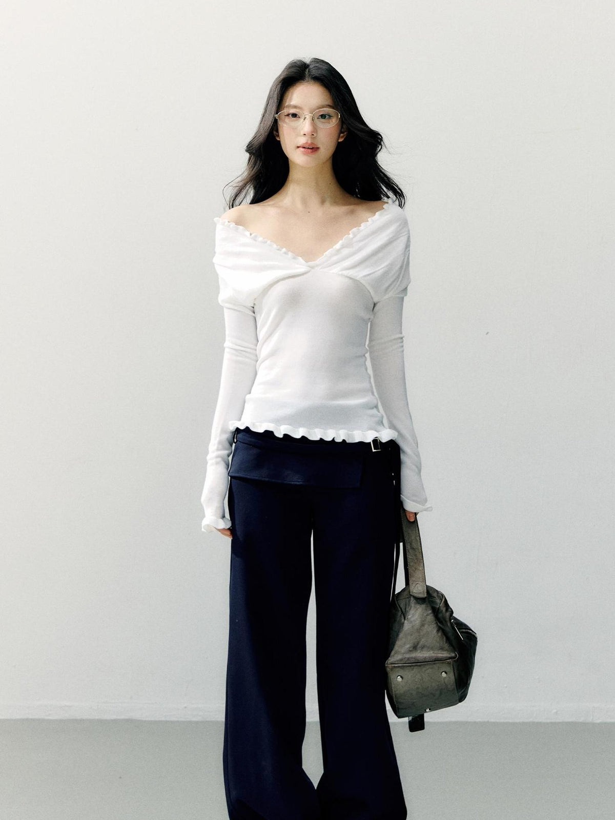 7Shiftin Ruffle Edge Waist Cinched Slim Fit Women&