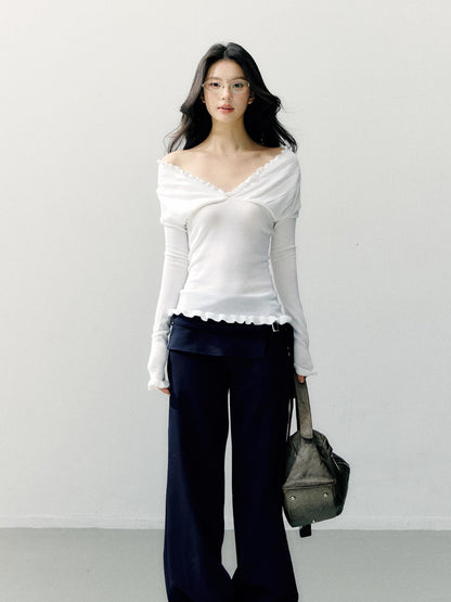 7Shiftin Ruffle Edge Waist Cinched Slim Fit Women&