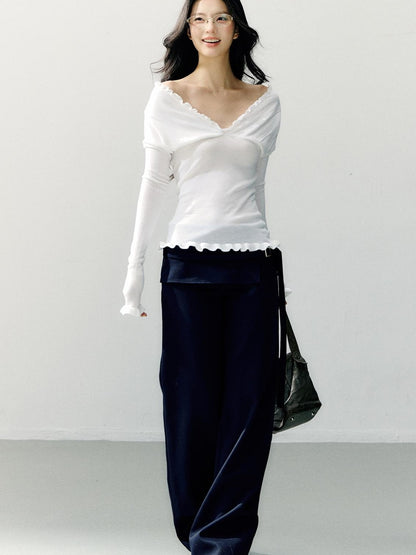7Shiftin Ruffle Edge Waist Cinched Slim Fit Women&