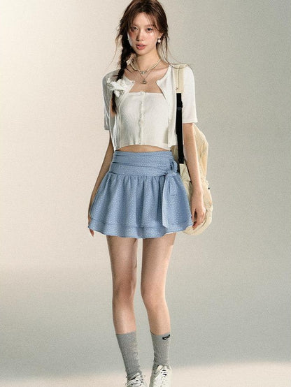 7Shiftin Sexy Two Tone Cropped Buttoned Short Sleeve Women&