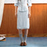 7Shiftin_Simple_Bubble_Sleeve_Lace_Trim_Lapel_High_Waist_Women&