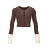 7Shiftin_Solid_Brown_Short_Slim_Low_Round_Neck_Women&