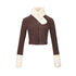 7Shiftin_Solid_Brown_Short_Slim_Low_Round_Neck_Women&