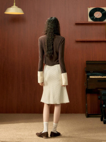 7Shiftin Solid Brown Short Slim Low Round Neck Women&