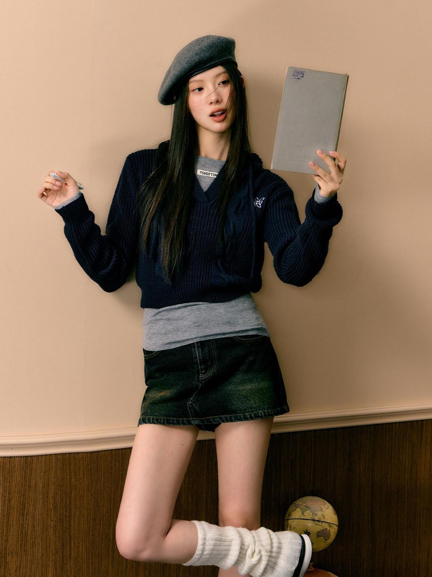 7Shiftin Solid Crewneck Spicy Style Pullover Women&