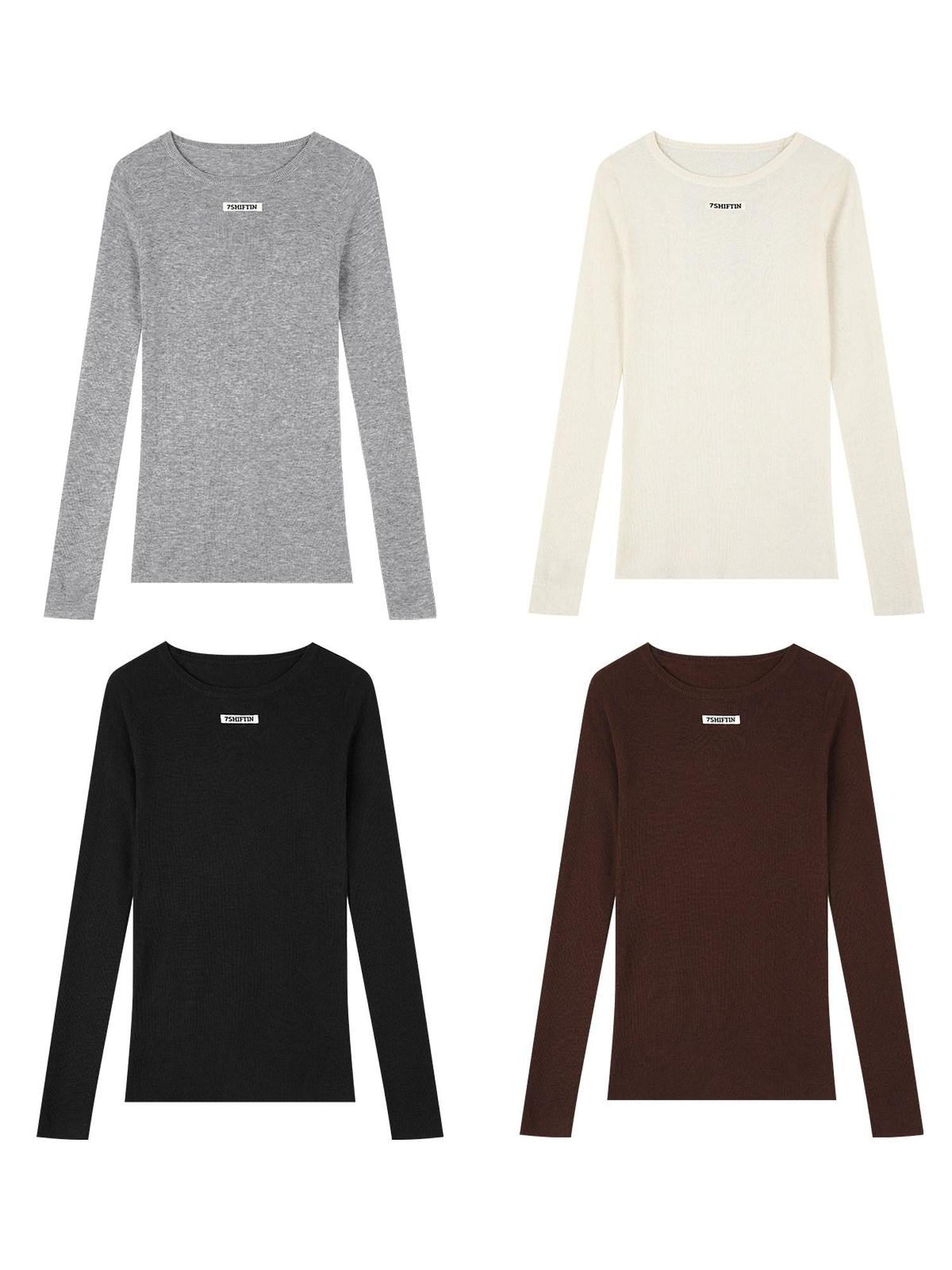 7Shiftin Solid Crewneck Spicy Style Pullover Women&