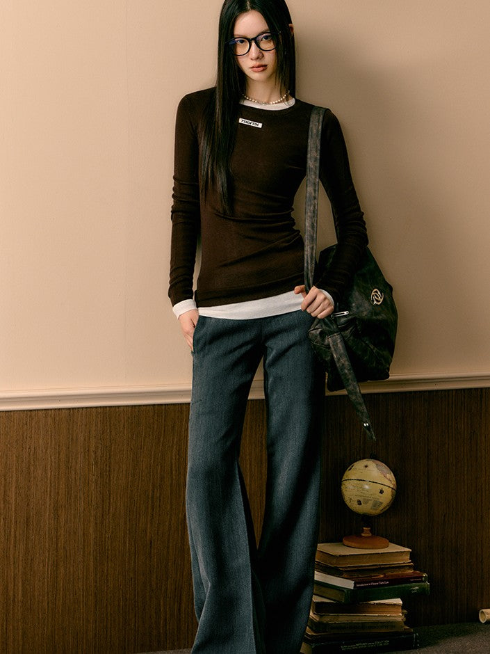 7Shiftin Solid Crewneck Spicy Style Pullover Women&